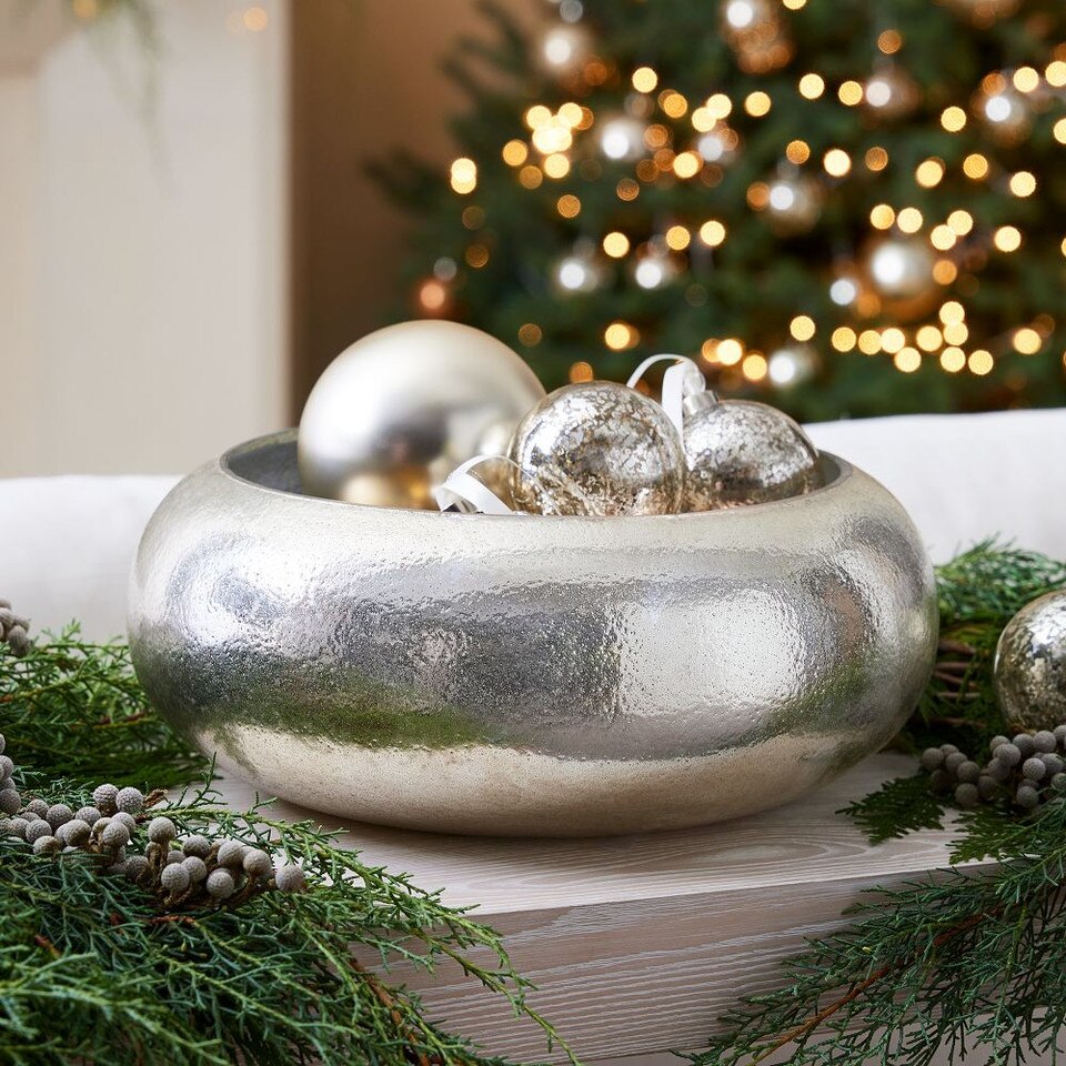 Silver Hammered Mercury Centrepiece Bowl west elm Australia